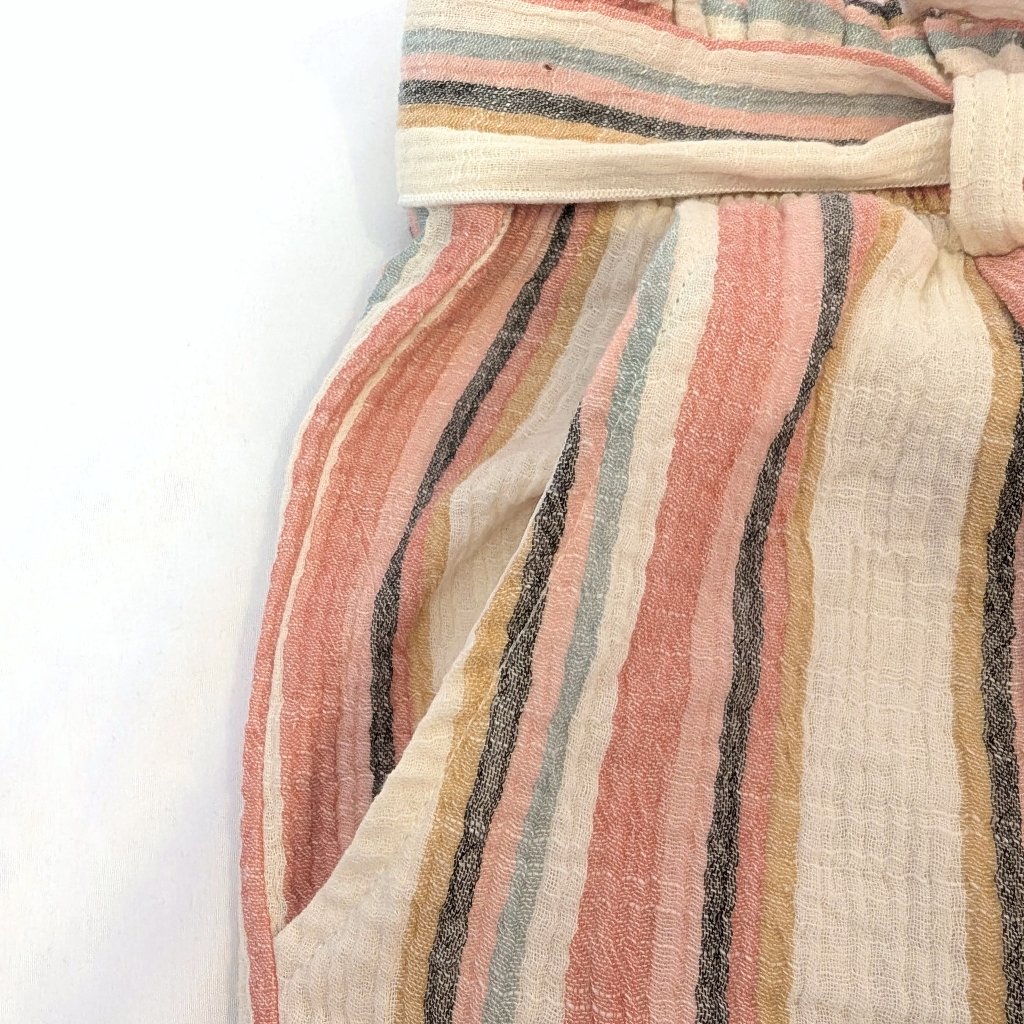 Nwt Evereve Roan + Ryan | Beau Stripe Tie Waist Cotton Shorts Cream | Size Small — image 4 of 8